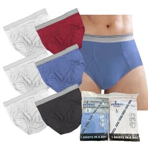 6 pc Men's Color and white Briefs Cotton Old School Underwear Vintage Style L